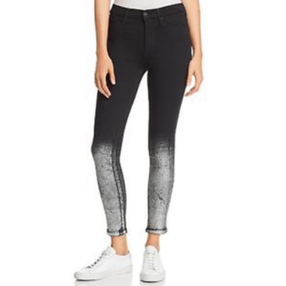 Hudson Barbara black and silver skinny jeans 27